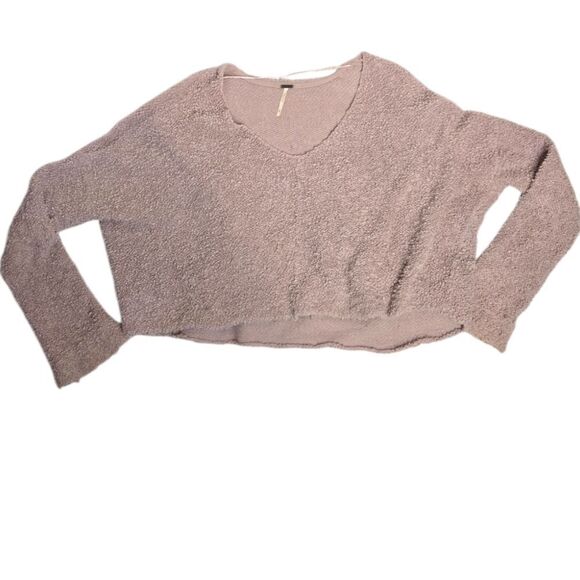 FREE PEOPLE popcorn pullover v-neck boxy cropped oversized‎ sweater M - Picture 3 of 10